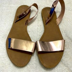 Size 10 Rose Gold flat sandals